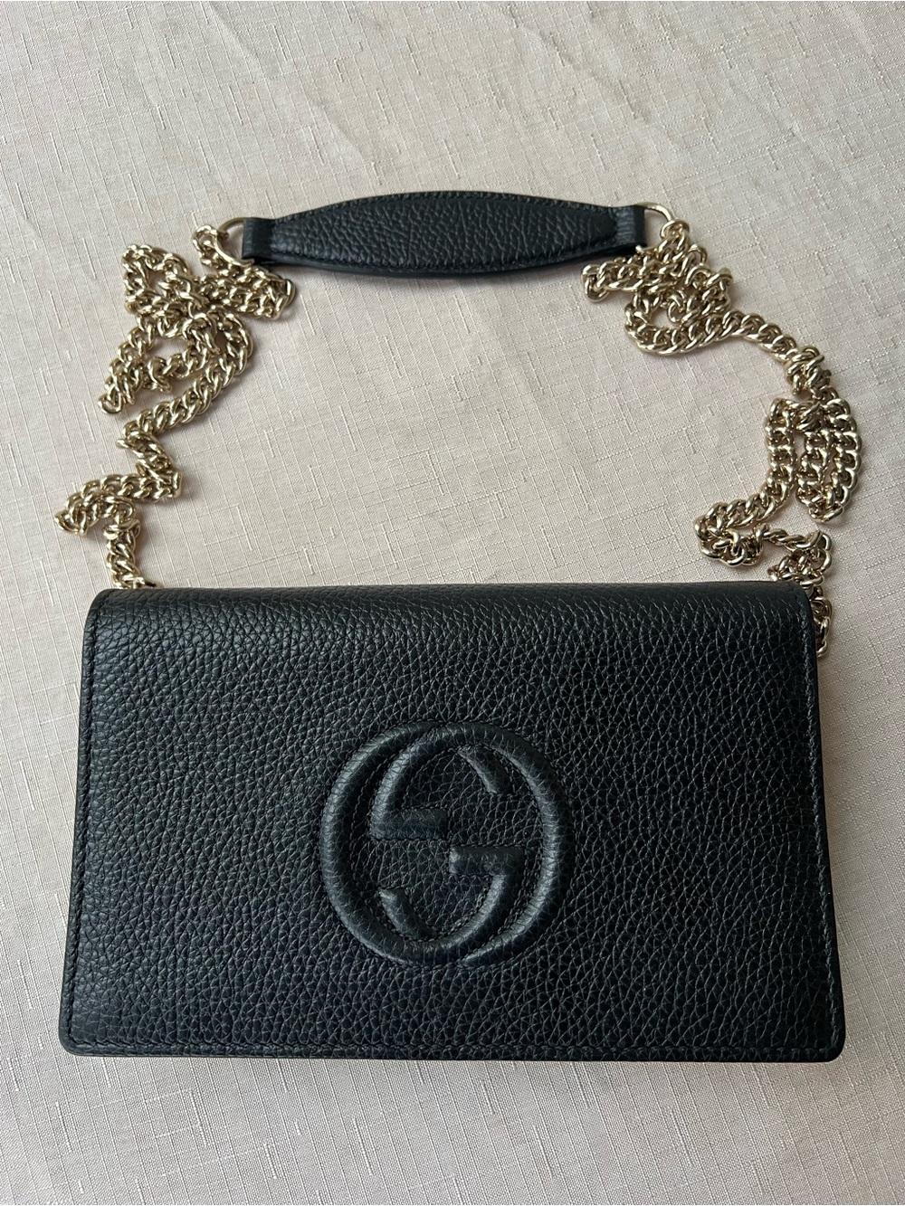 Gucci Soho Disco Black Leather Chain Shoulder Bag made in Italy originally $1300